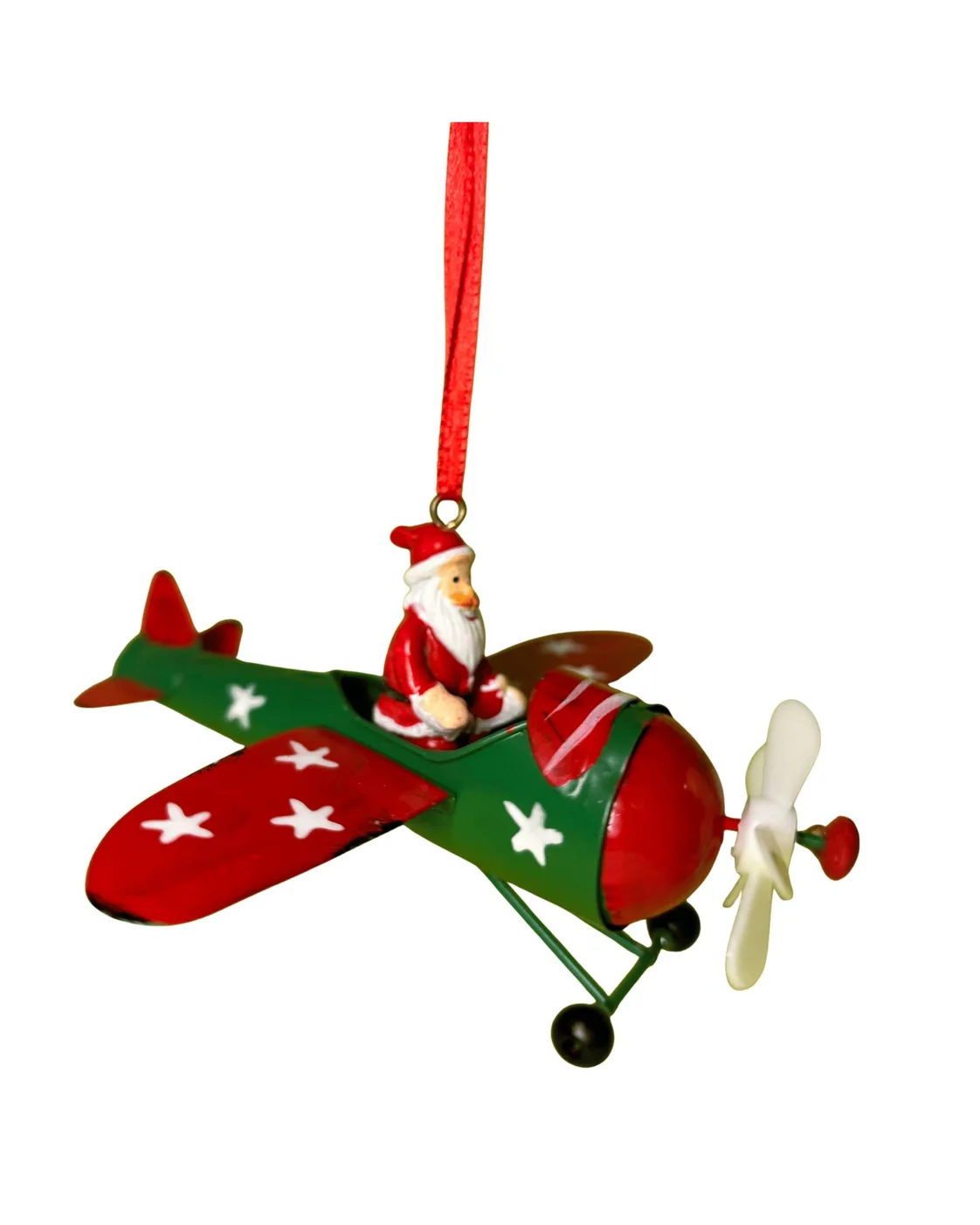 Enfeite Pendente Papai Noel Avião - Metal Clássico Natalino - Casa Feliz 2