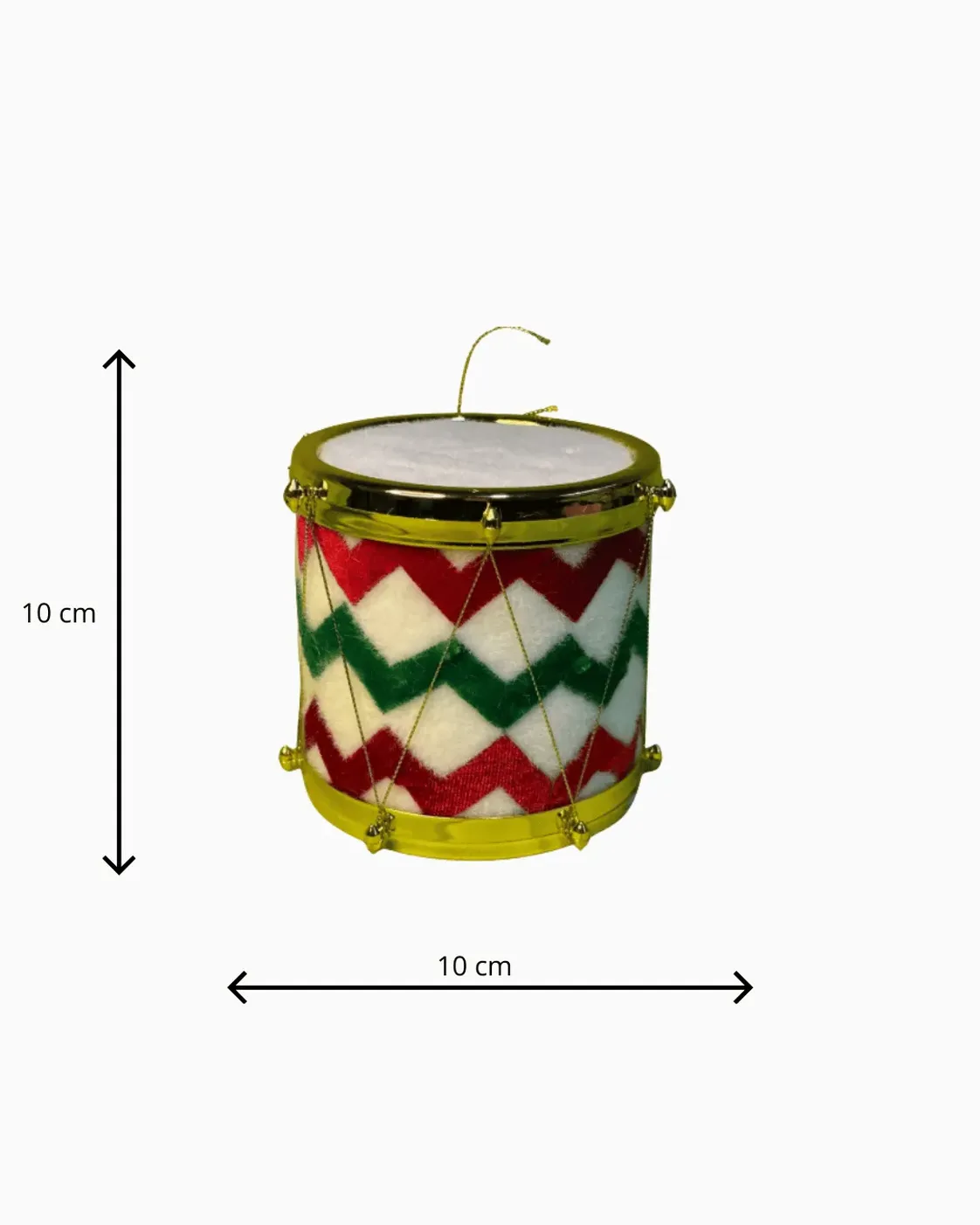 Enfeite Pendente Tambor Natalino Zigzag Feltro Dourado 10cm 2
