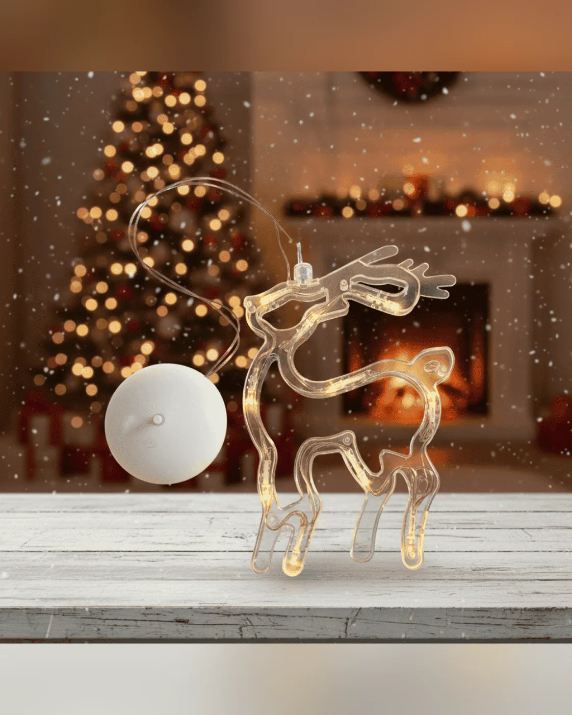 Pendente Decorativo Rena de Natal com LED Amarelo Quente Ventosa 20cm