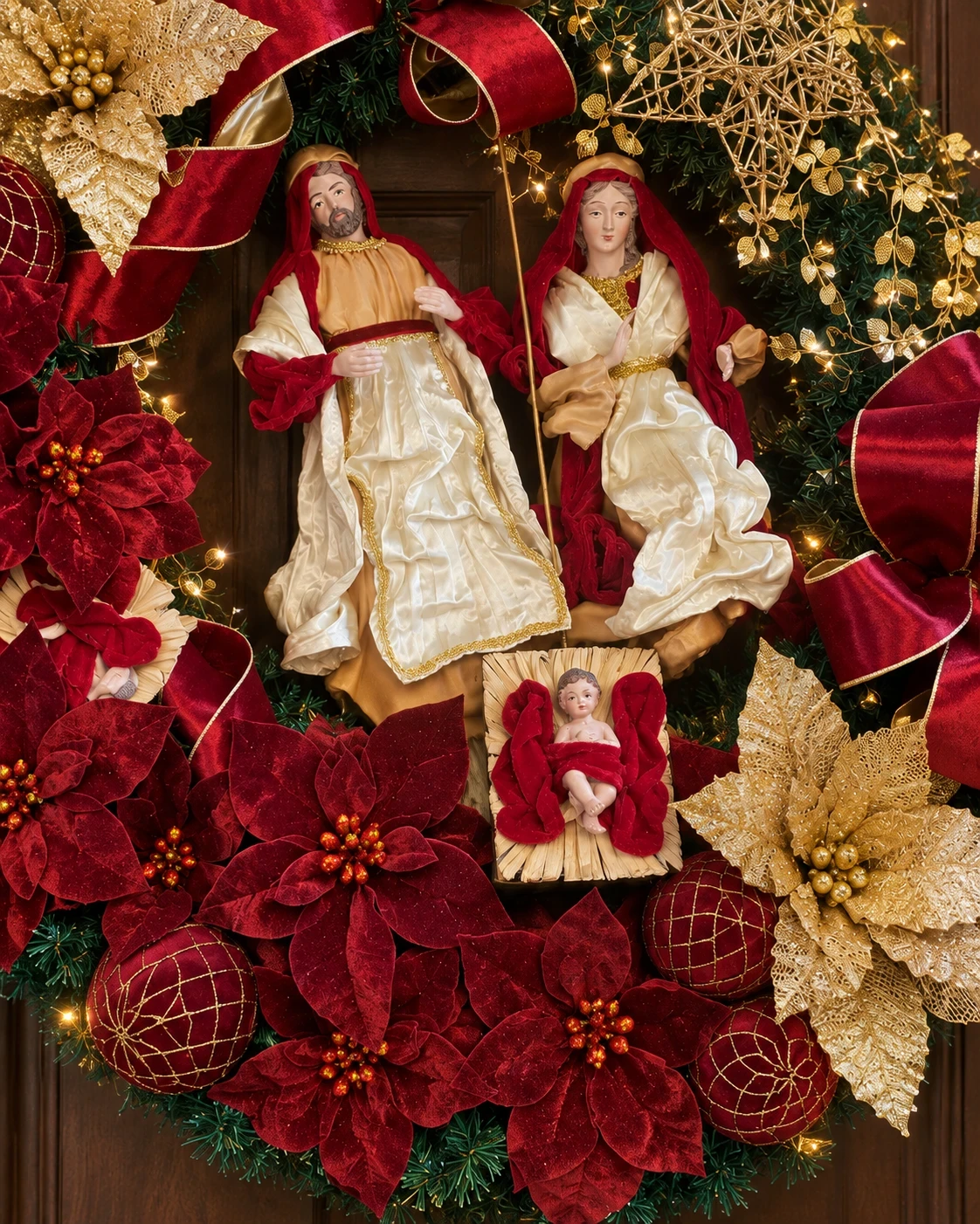 Guirlanda de Natal Sagrada Família com LED 90cm 3