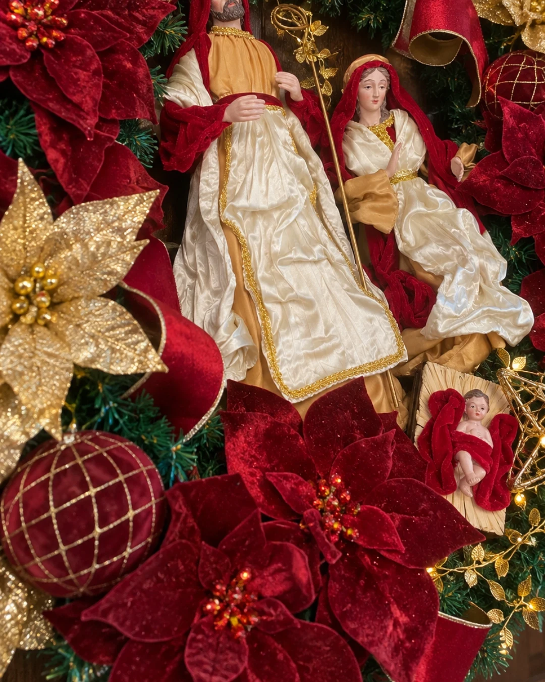 Guirlanda de Natal Sagrada Família com LED 90cm 4