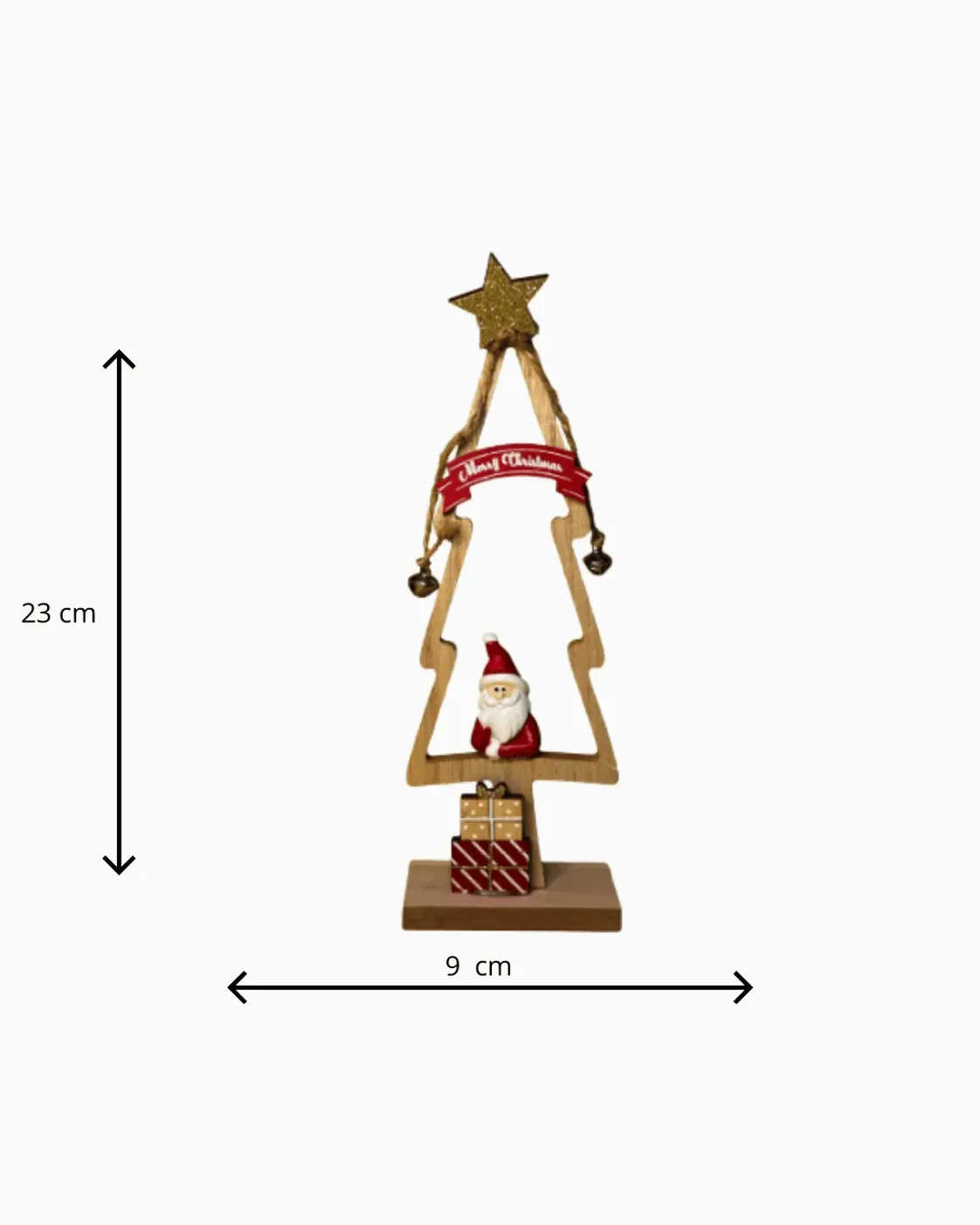 Árvore Natalina de Madeira com Noel e Estrela 23 cm 3