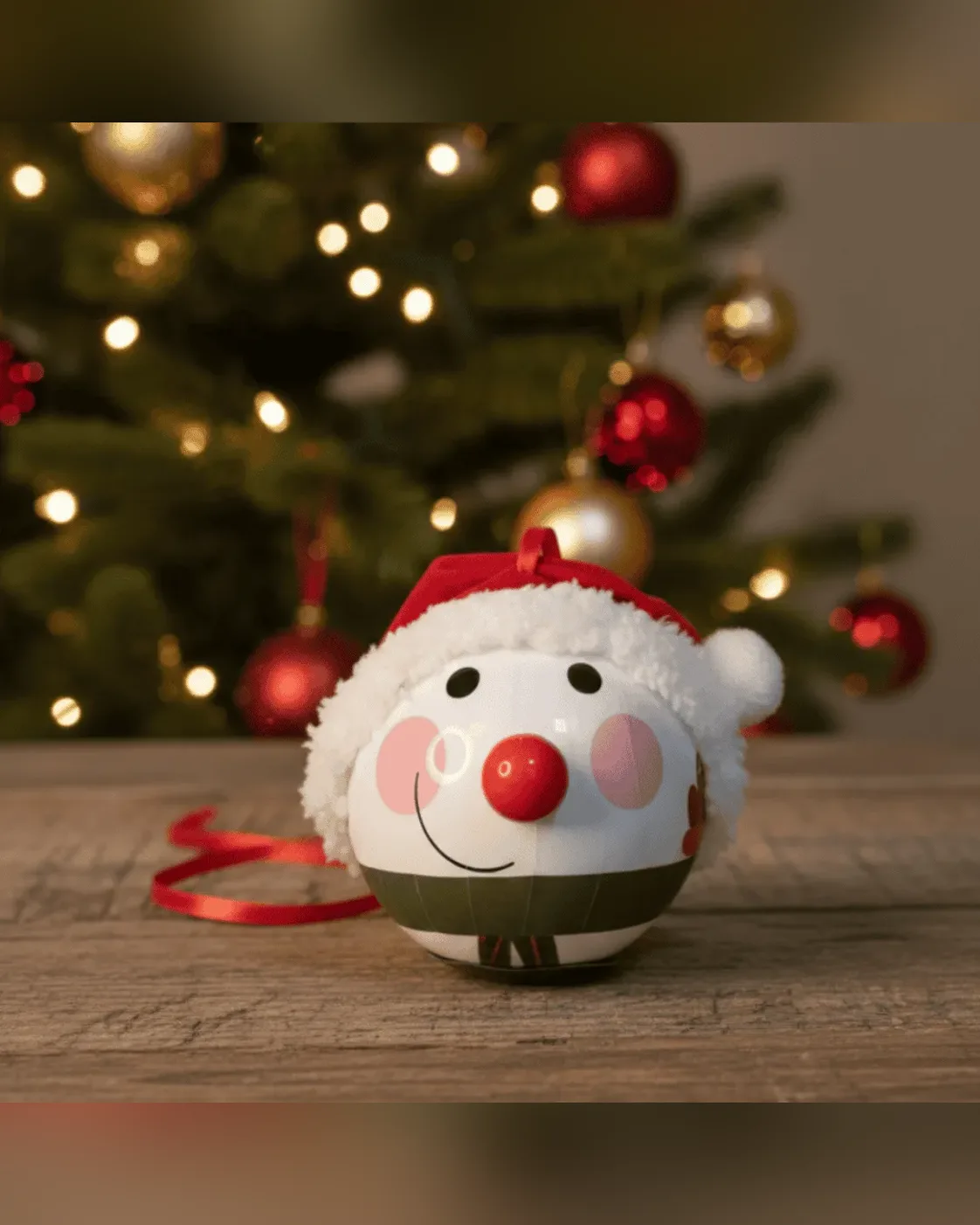 Bola Brinquedo Boneco de Neve Nariz de LED Gorro Natal 15cm