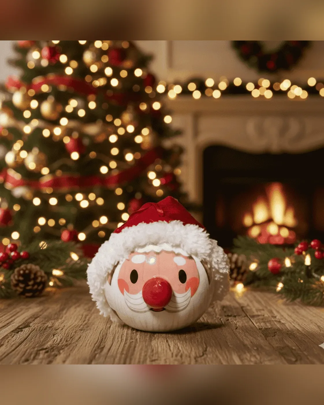 Bola Brinquedo Papai Noel Nariz de LED Gorro Natal 15cm